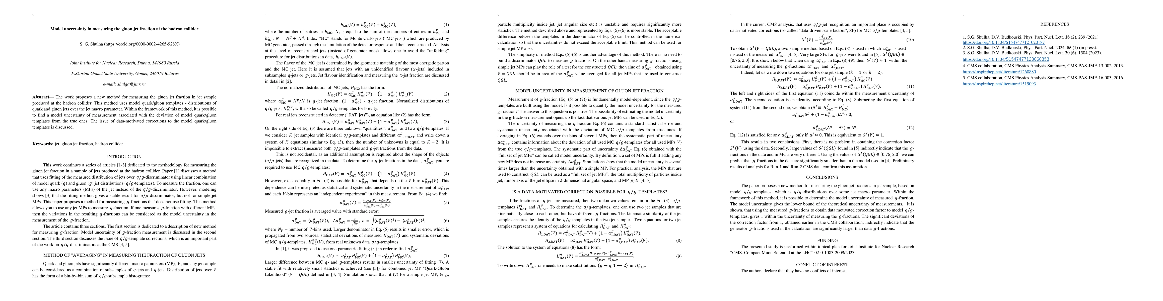 Thumbnail for Model uncertainty in measuring the gluon jet fraction at the hadron
  collider