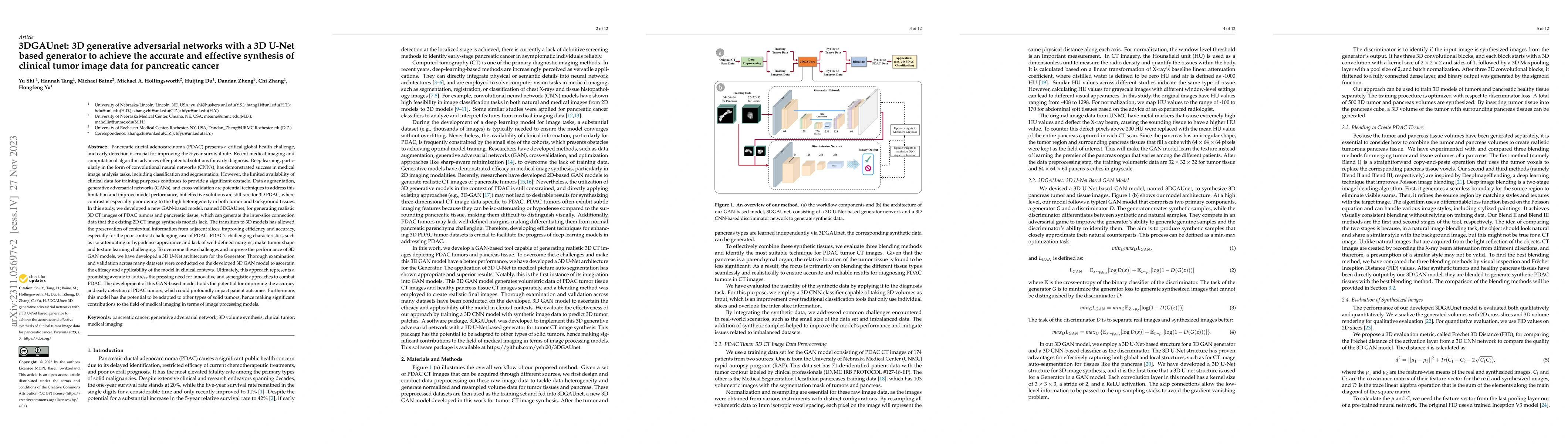 Thumbnail for 3DGAUnet: 3D generative adversarial networks with a 3D U-Net based
  generator to achieve the accurate and effective synthesis of clinical tumor
  image data for pancreatic cancer