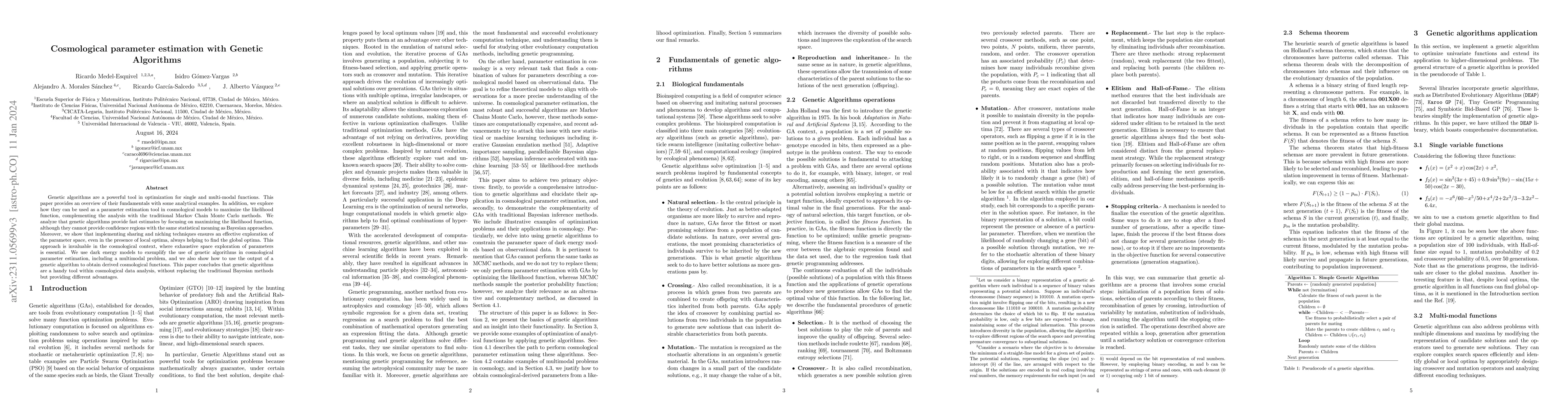 Thumbnail for Cosmological parameter estimation with Genetic Algorithms