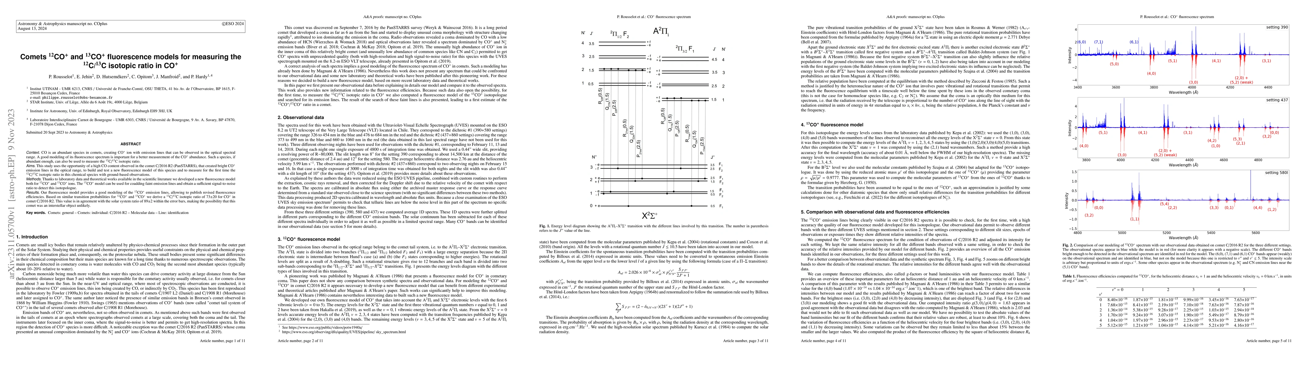 Thumbnail for Comets $^{12}$CO$^+$ and $^{13}$CO$^+$ fluorescence models for measuring
  the $^{12}$C/$^{13}$C isotopic ratio in CO$^+$