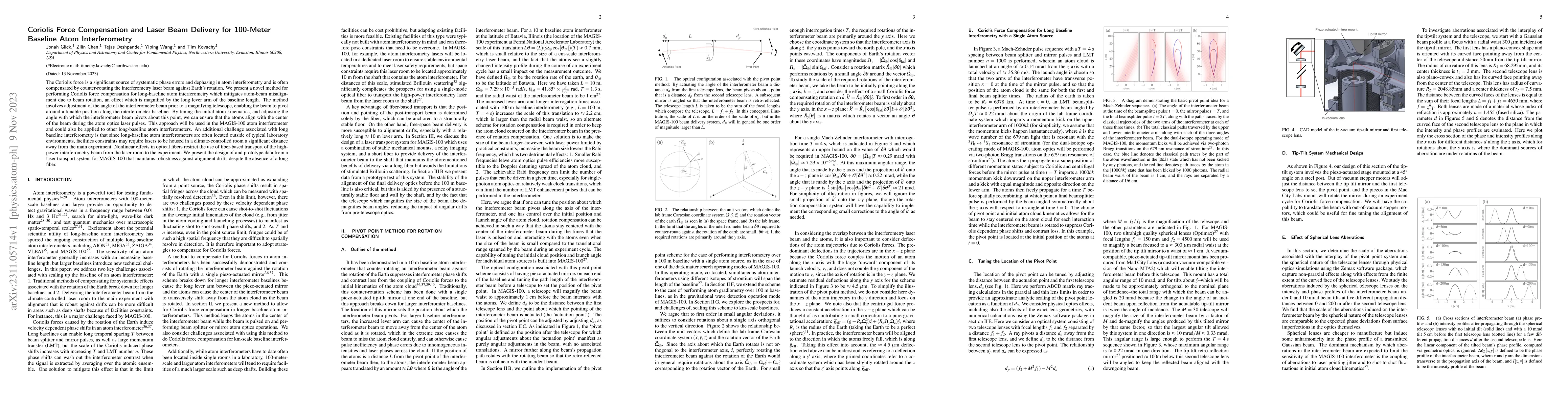 Thumbnail for Coriolis Force Compensation and Laser Beam Delivery for 100-Meter
  Baseline Atom Interferometry