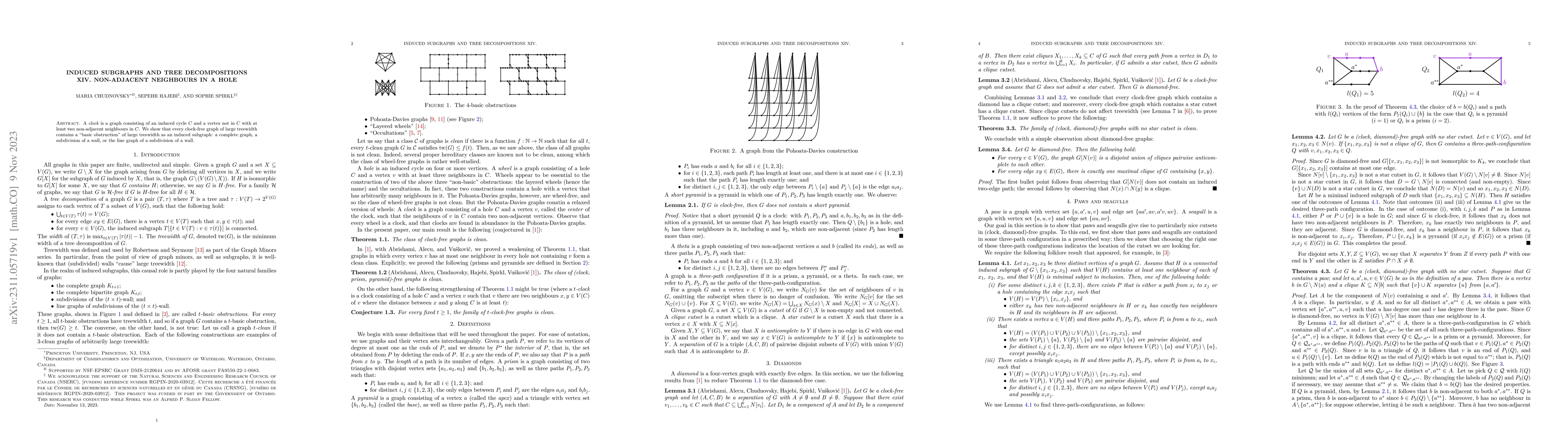 Thumbnail for Induced subgraphs and tree decompositions XIV. Non-adjacent neighbours
  in a hole