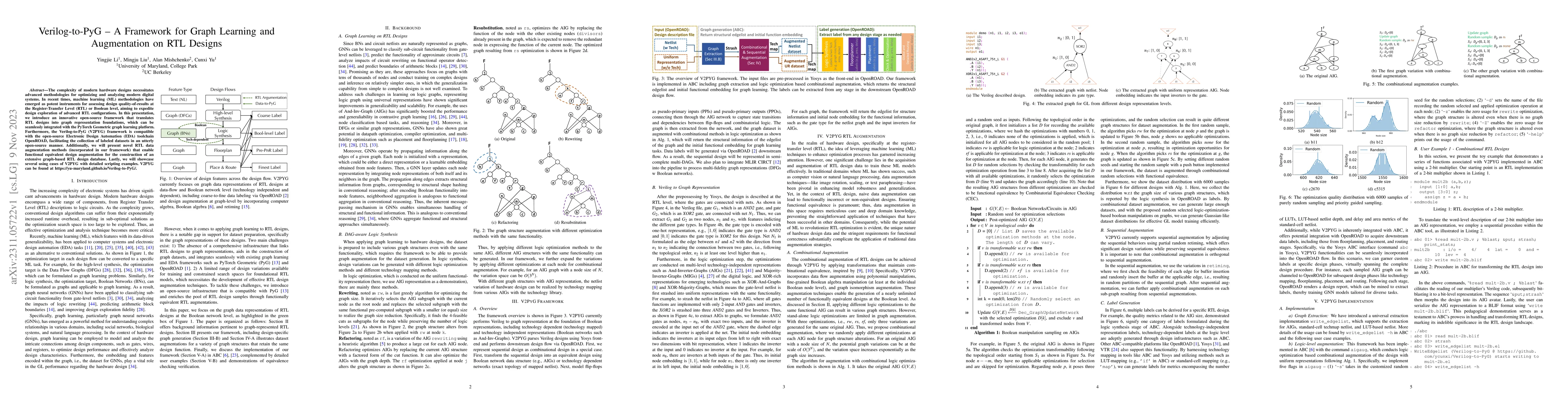 Thumbnail for Verilog-to-PyG -- A Framework for Graph Learning and Augmentation on RTL
  Designs