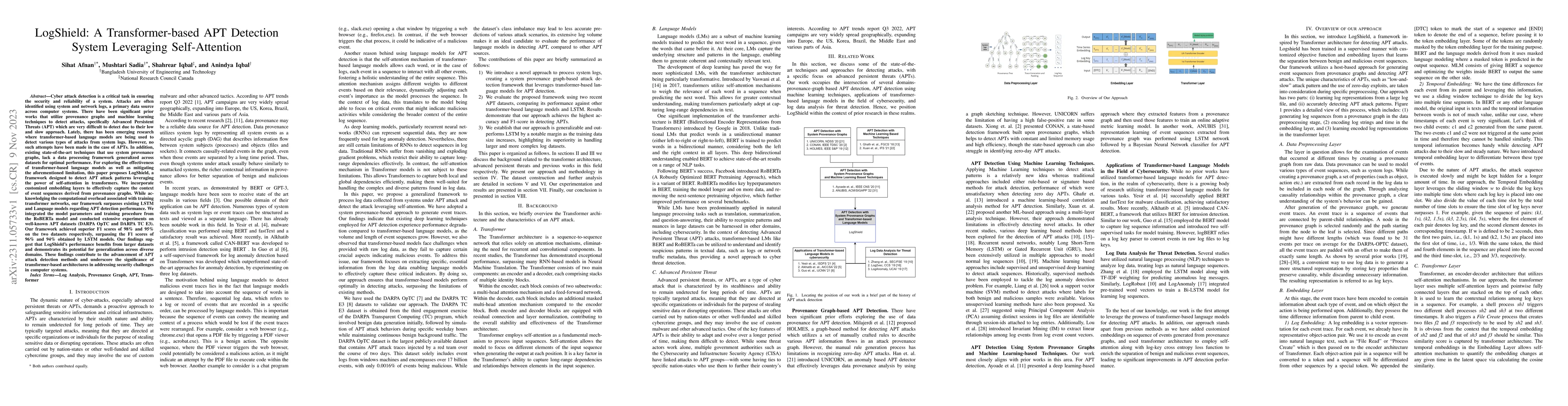 Thumbnail for LogShield: A Transformer-based APT Detection System Leveraging
  Self-Attention