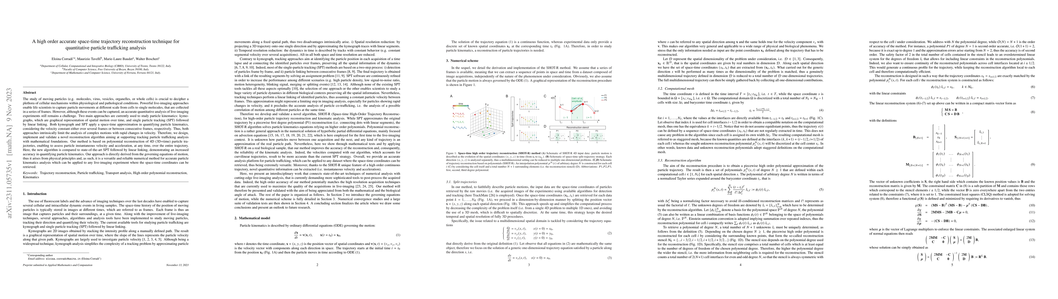 Thumbnail for A high order accurate space-time trajectory reconstruction technique for
  quantitative particle trafficking analysis
