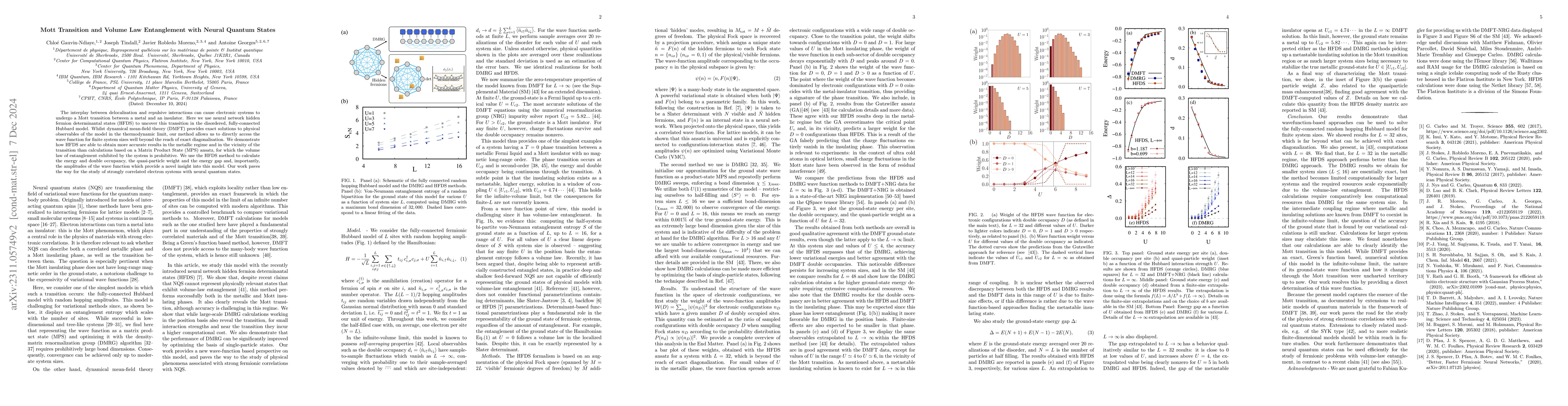 Thumbnail for Mott Transition and Volume Law Entanglement with Neural Quantum States