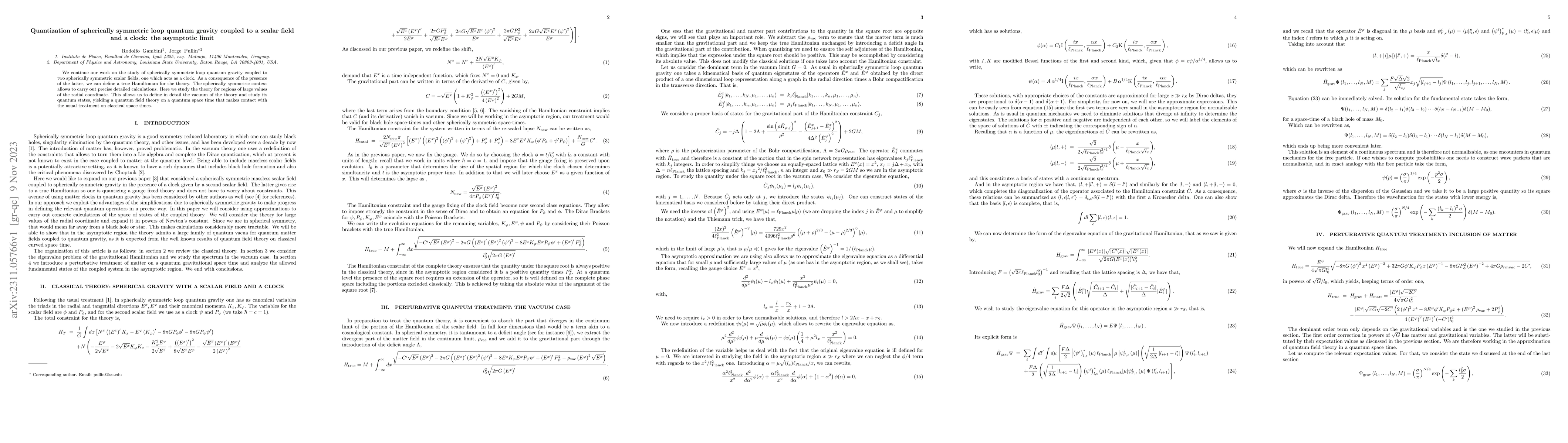 Thumbnail for Quantization of spherically symmetric loop quantum gravity coupled to a
  scalar field and a clock: the asymptotic limit