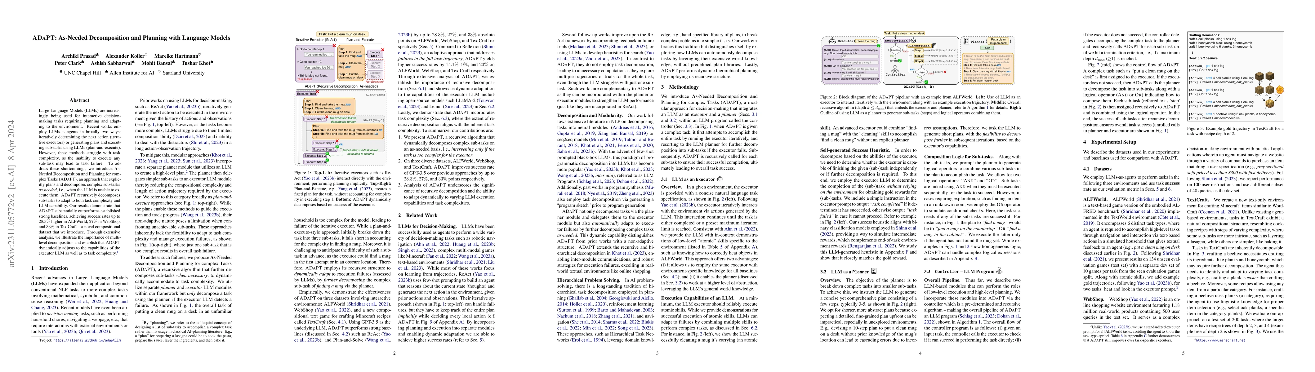 Thumbnail for ADaPT: As-Needed Decomposition and Planning with Language Models