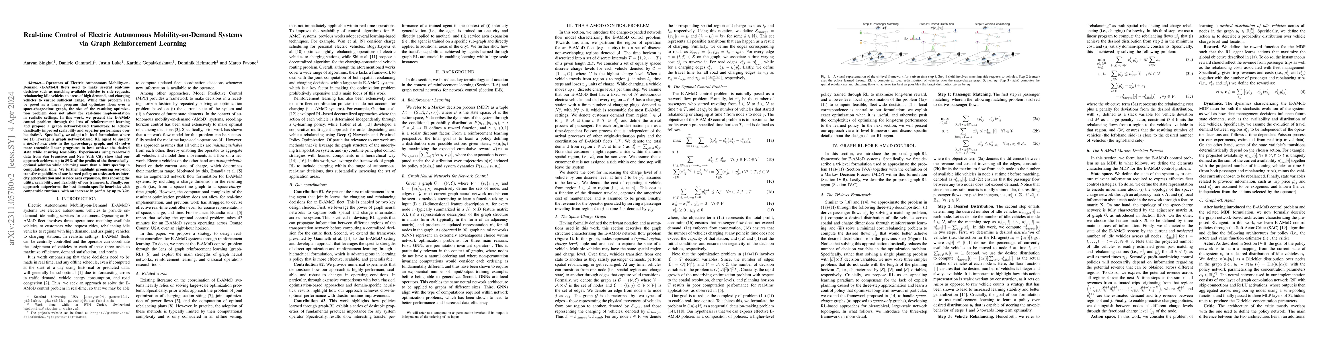 Thumbnail for Real-time Control of Electric Autonomous Mobility-on-Demand Systems via
  Graph Reinforcement Learning