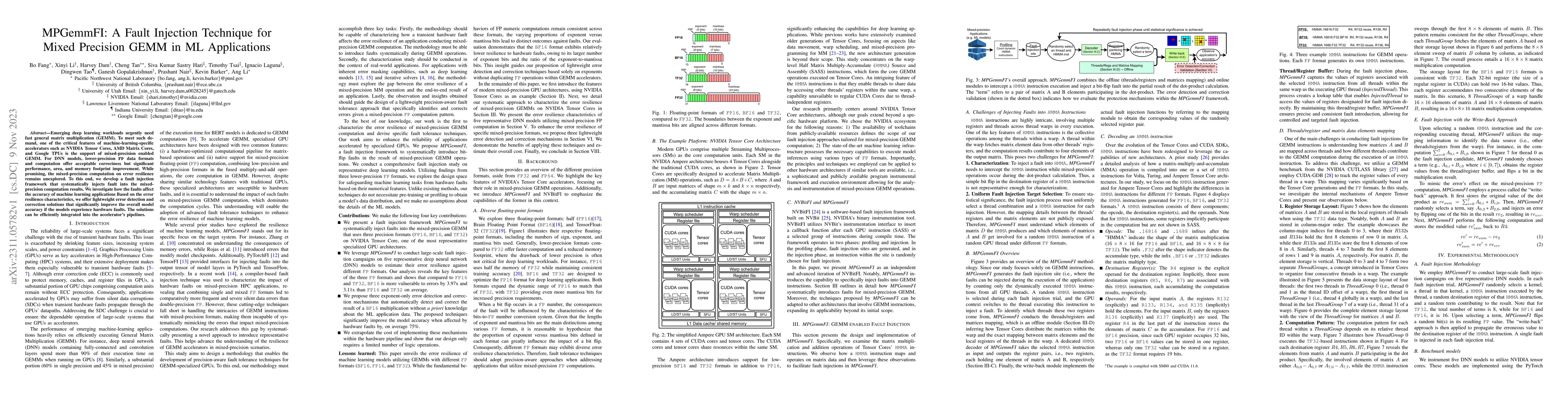 Thumbnail for MPGemmFI: A Fault Injection Technique for Mixed Precision GEMM in ML
  Applications