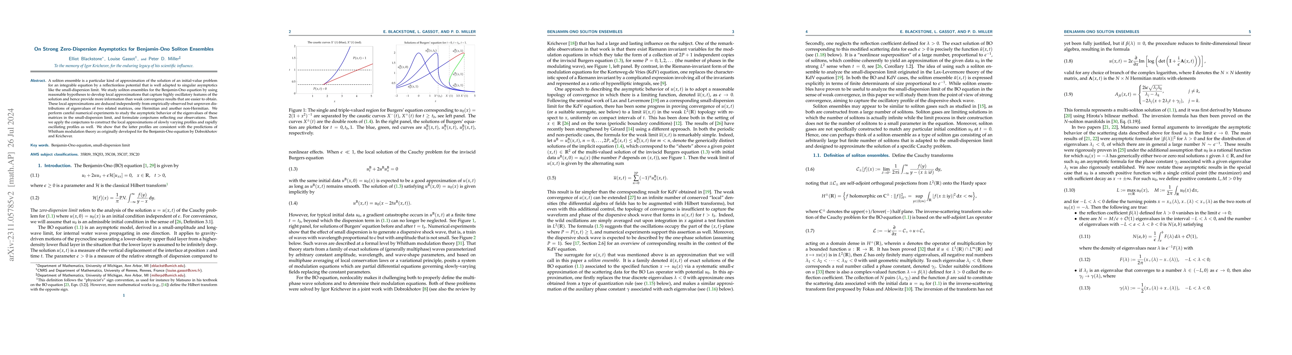 Thumbnail for On Strong Zero-Dispersion Asymptotics for Benjamin-Ono Soliton Ensembles