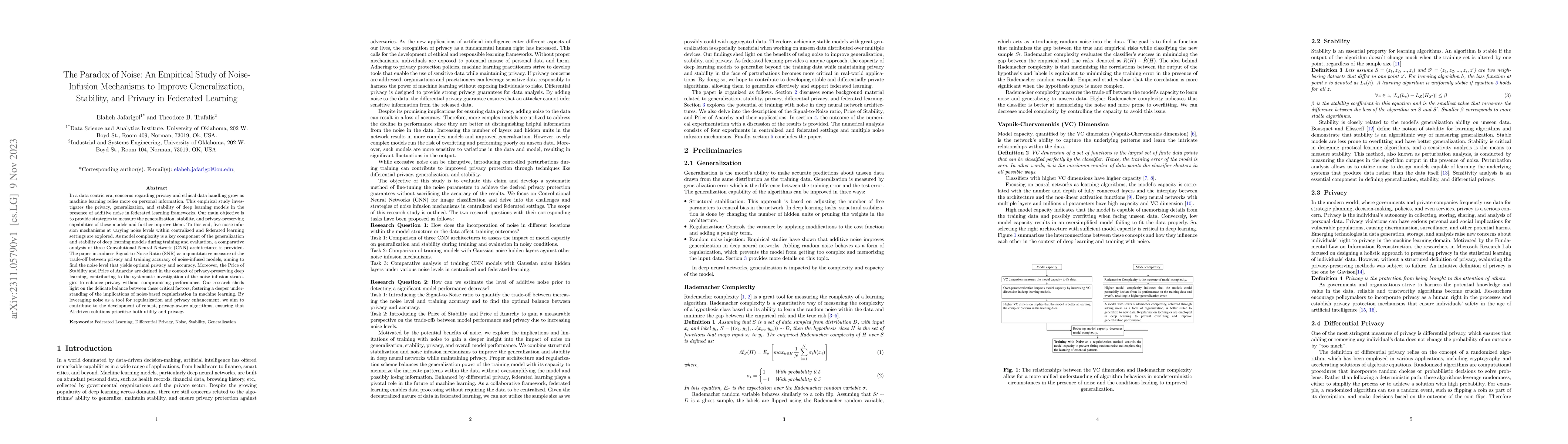 Thumbnail for The Paradox of Noise: An Empirical Study of Noise-Infusion Mechanisms to
  Improve Generalization, Stability, and Privacy in Federated Learning