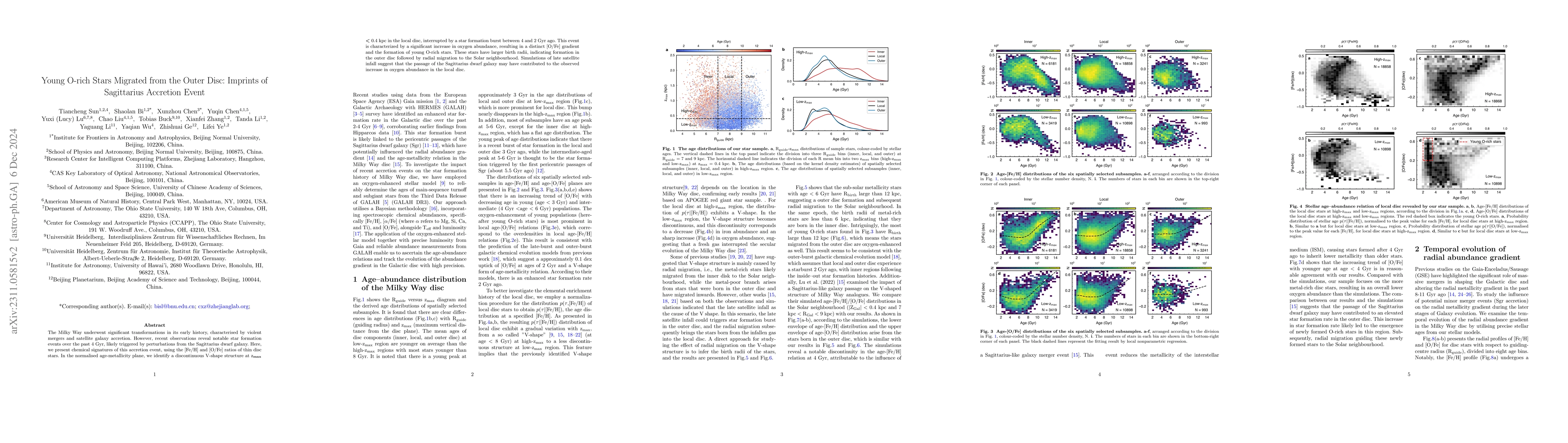 Thumbnail for Imprints of Sagittarius accretion event: Young O-rich stars and
  discontinuous chemical evolution in Milky Way disc