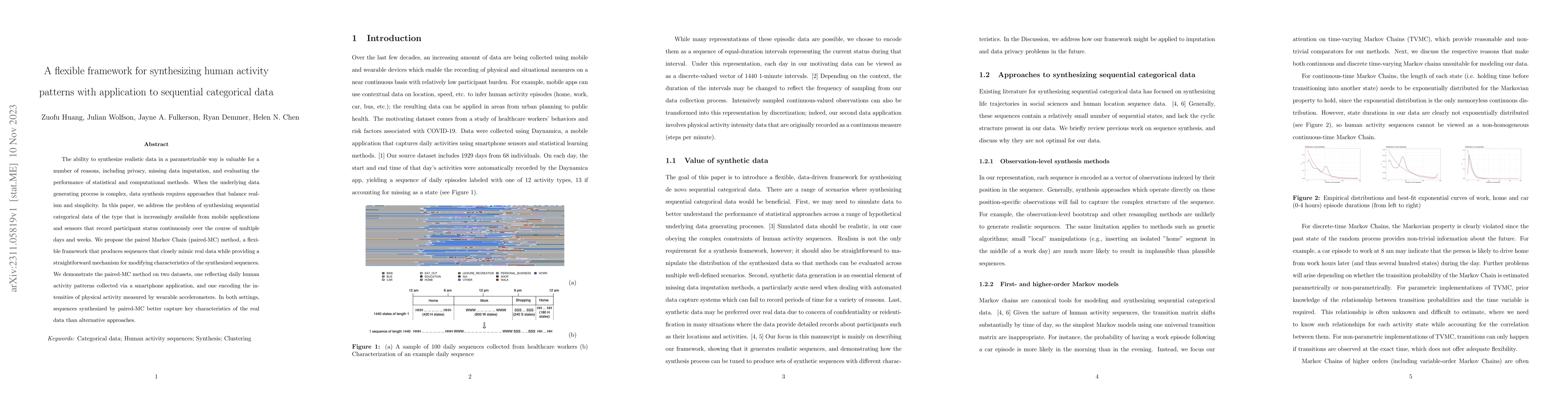 Thumbnail for A flexible framework for synthesizing human activity patterns with
  application to sequential categorical data
