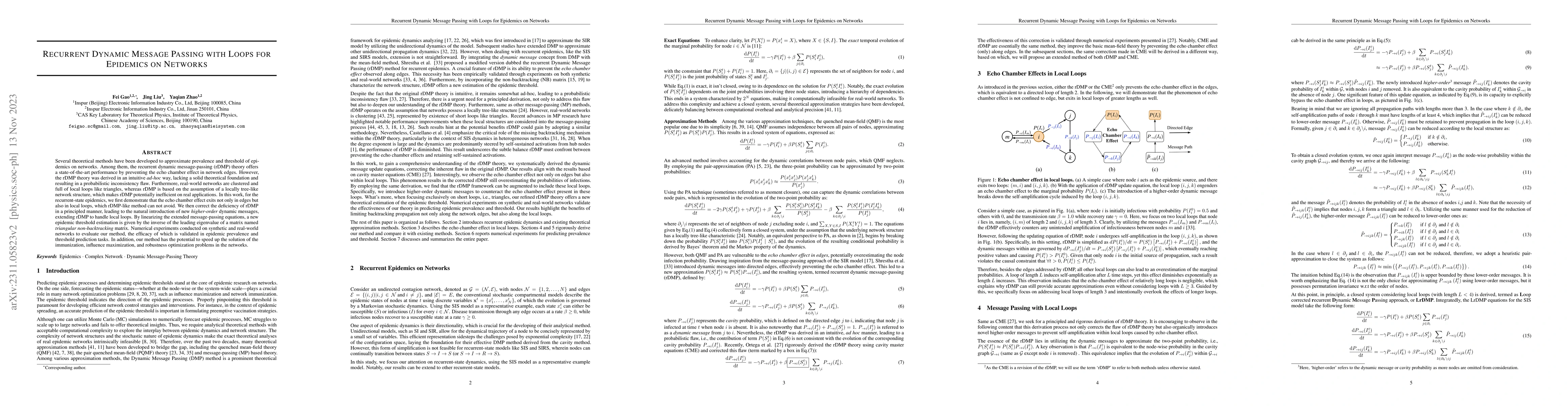 Thumbnail for Recurrent Dynamic Message Passing with Loops for Epidemics on Networks