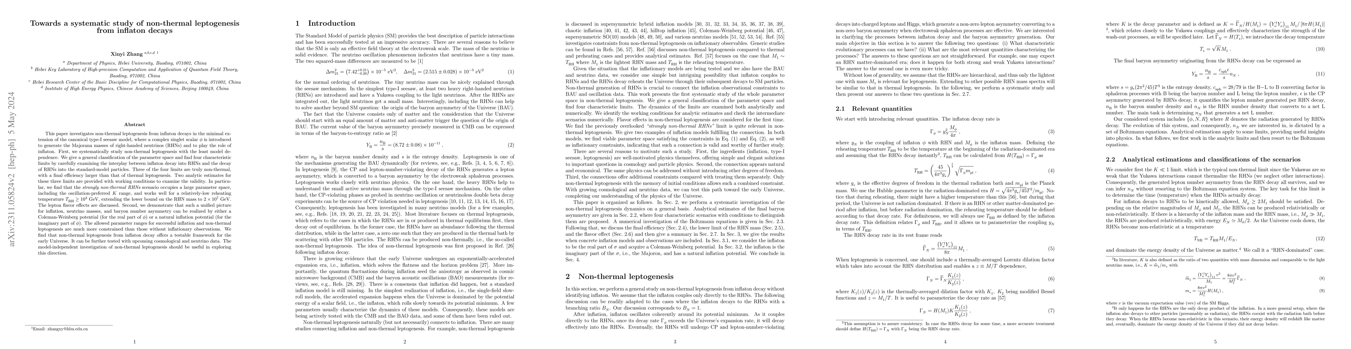 Thumbnail for Towards a systematic study of non-thermal leptogenesis from inflaton
  decays