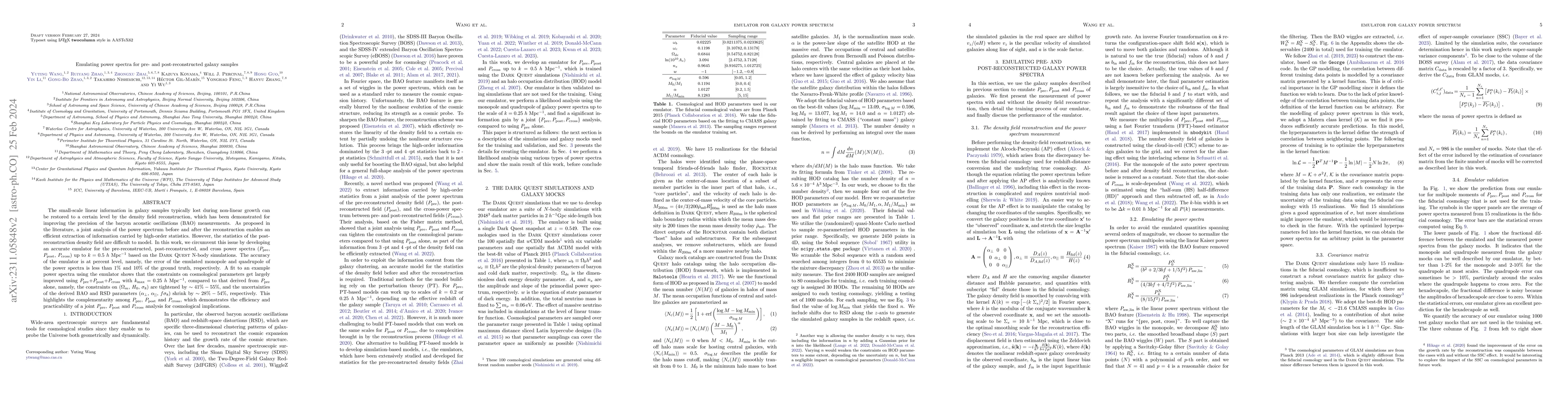 Thumbnail for Emulating power spectra for pre- and post-reconstructed galaxy samples