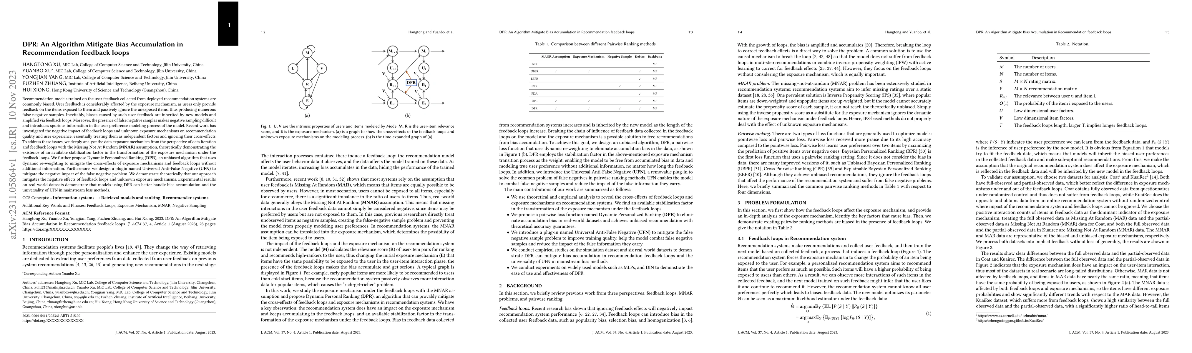 Thumbnail for DPR: An Algorithm Mitigate Bias Accumulation in Recommendation feedback
  loops