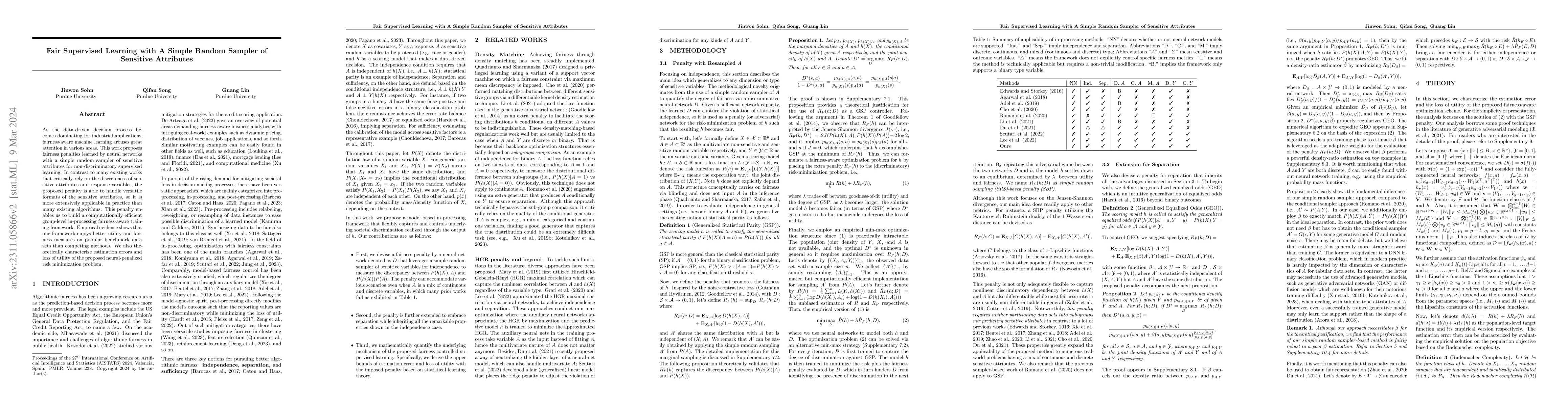 Thumbnail for Fair Supervised Learning with A Simple Random Sampler of Sensitive
  Attributes