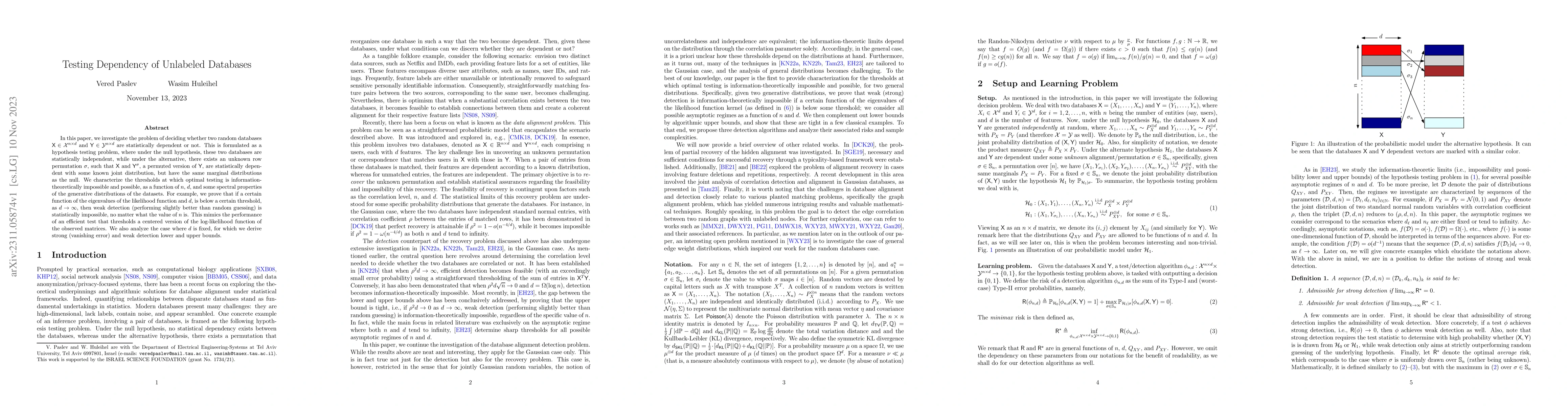 Thumbnail for Testing Dependency of Unlabeled Databases