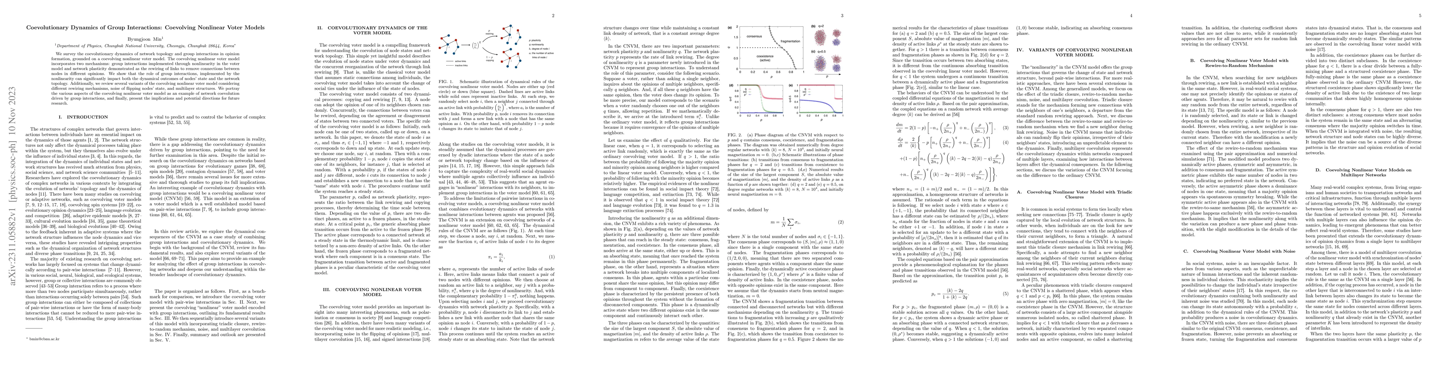 Thumbnail for Coevolutionary Dynamics of Group Interactions: Coevolving Nonlinear
  Voter Models