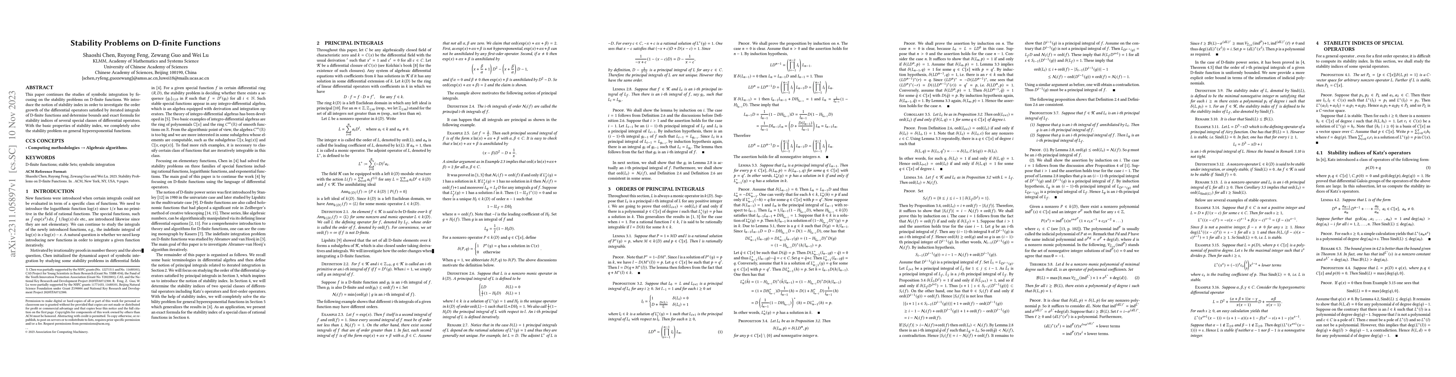 Thumbnail for Stability Problems on D-finite Functions