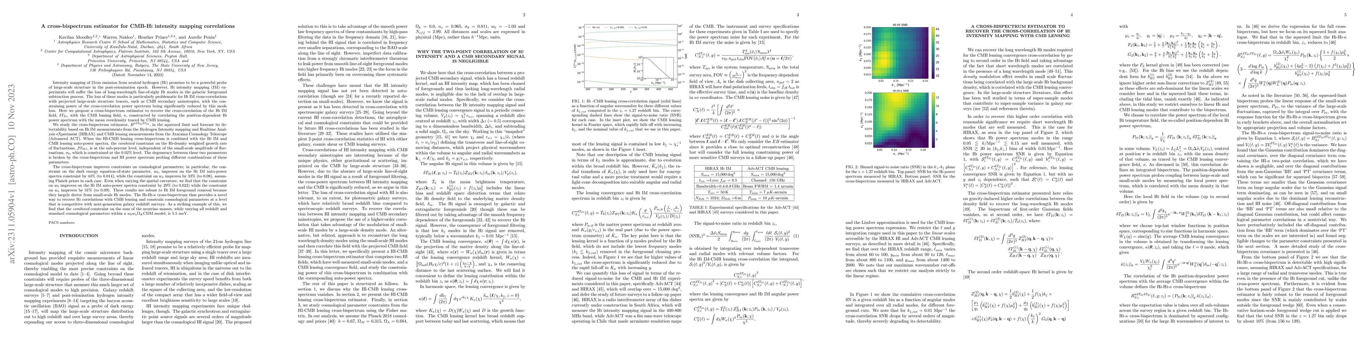 Thumbnail for A cross-bispectrum estimator for CMB-HI intensity mapping correlations