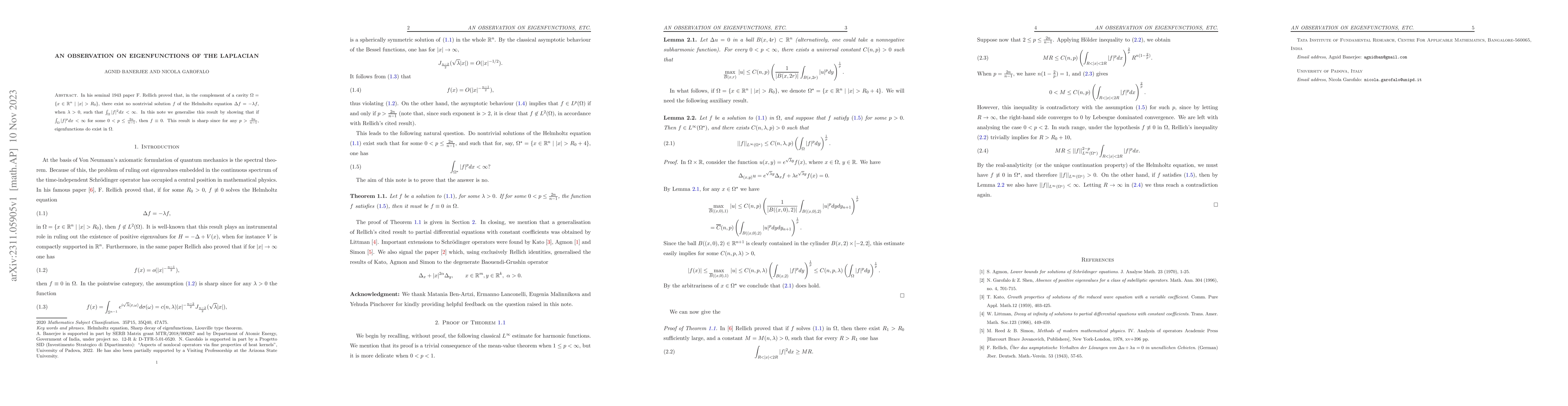 Thumbnail for An observation on eigenfunctions of the Laplacian