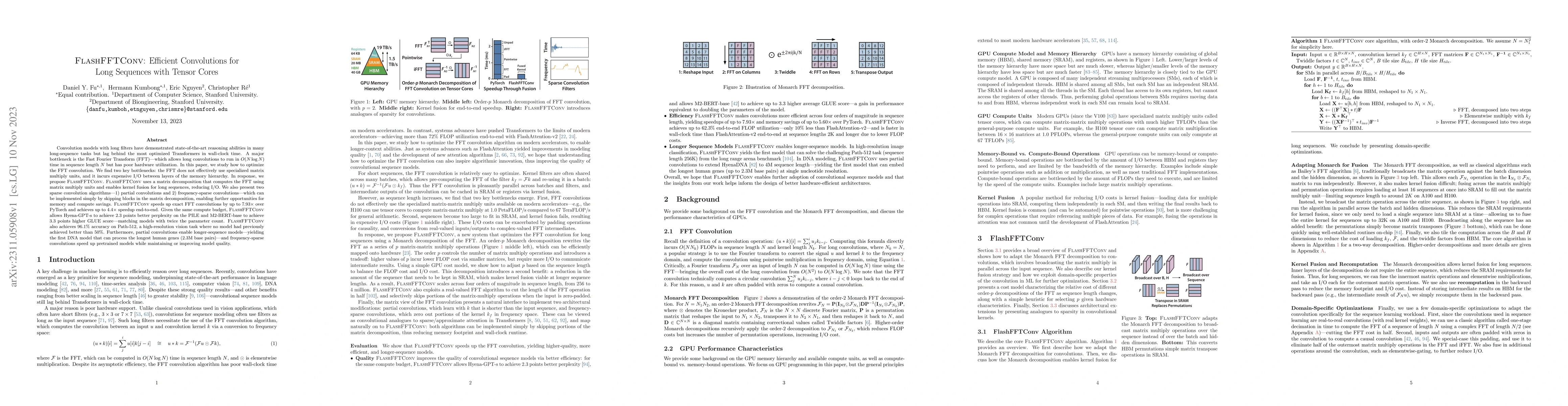 Thumbnail for FlashFFTConv: Efficient Convolutions for Long Sequences with Tensor
  Cores