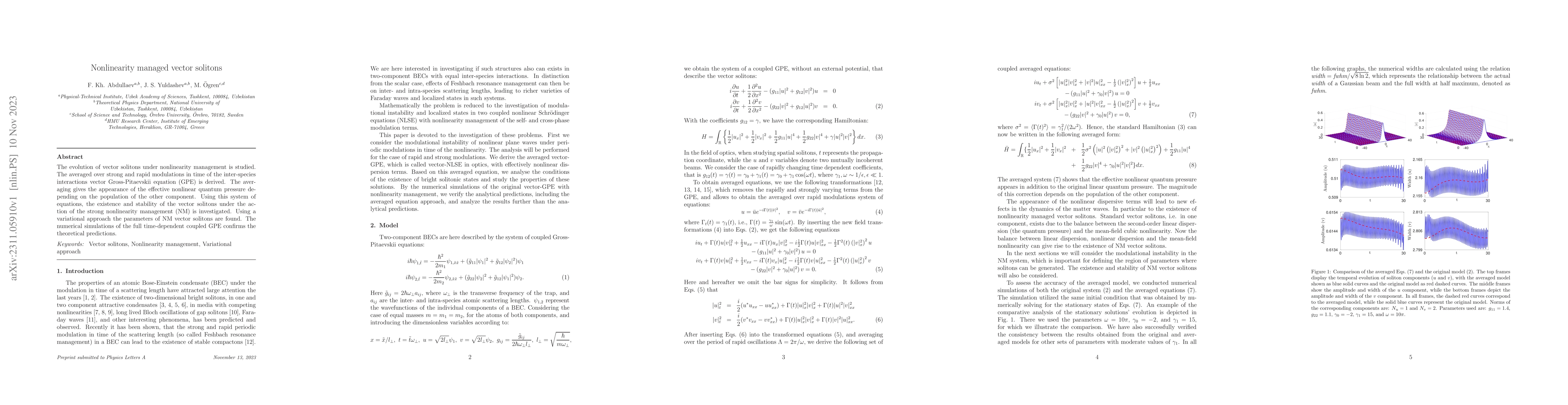 Thumbnail for Nonlinearity managed vector solitons