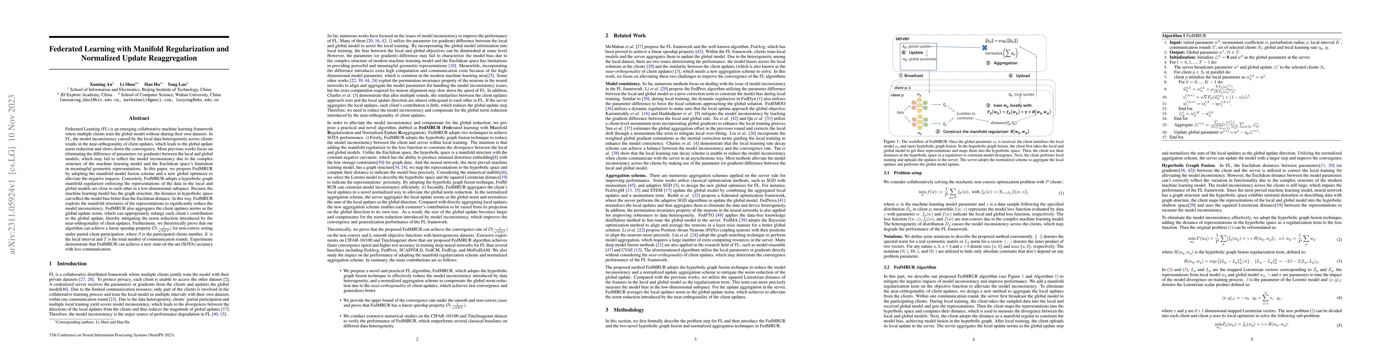 Thumbnail for Federated Learning with Manifold Regularization and Normalized Update
  Reaggregation