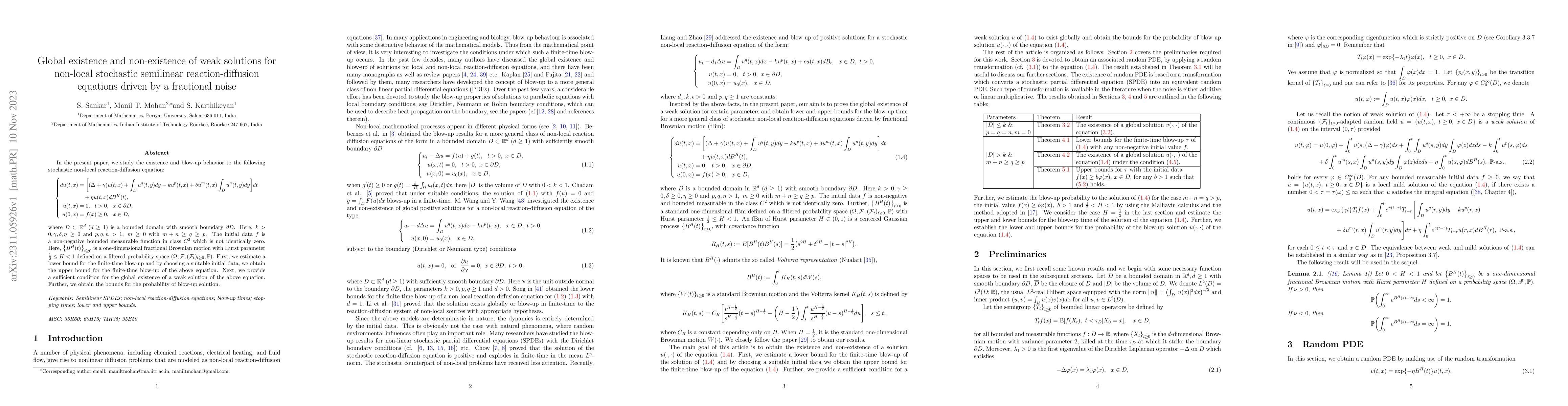 Thumbnail for Global existence and non-existence of weak solutions for non-local
  stochastic semilinear reaction-diffusion equations driven by a fractional
  noise