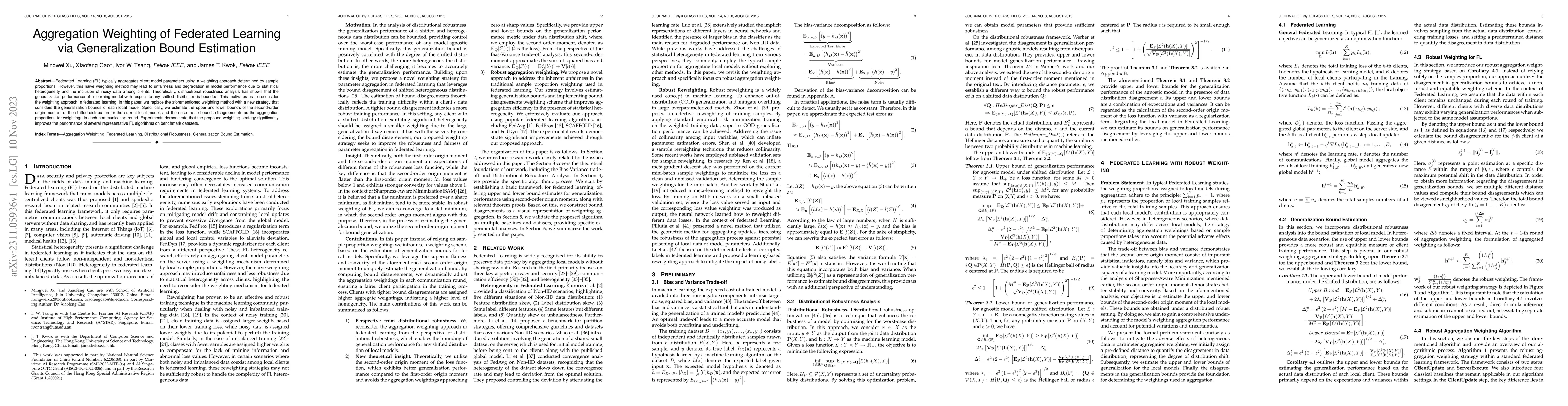 Thumbnail for Aggregation Weighting of Federated Learning via Generalization Bound
  Estimation