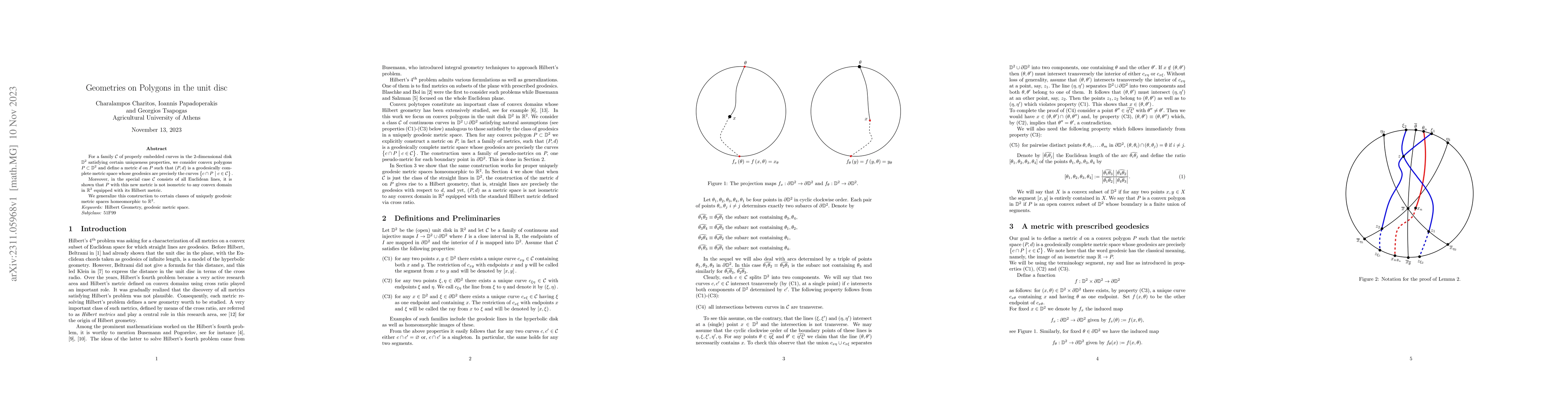 Thumbnail for Geometries on Polygons in the unit disc