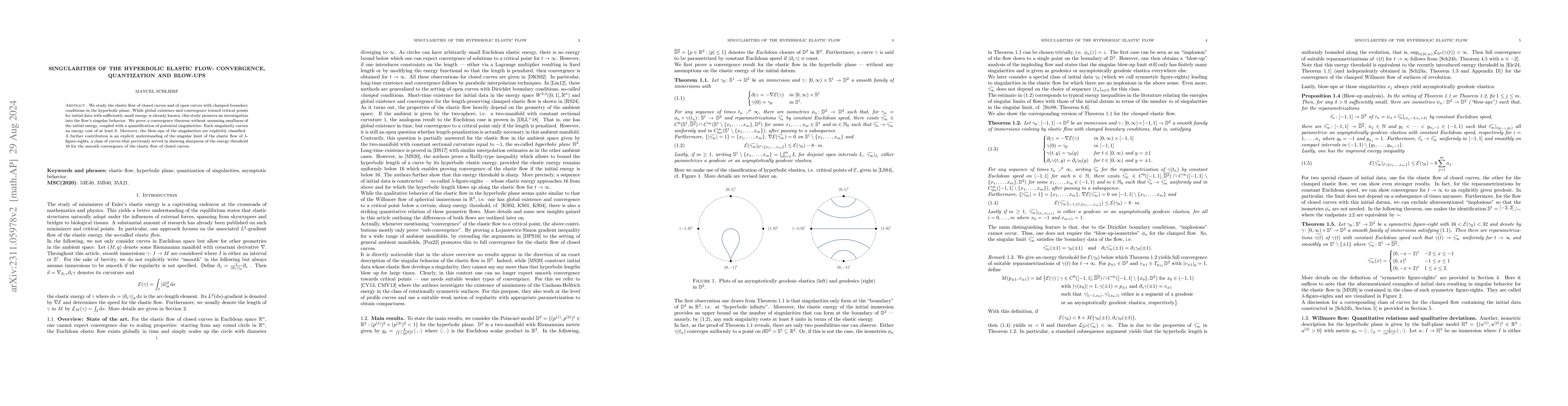 Thumbnail for Singularities of the hyperbolic elastic flow: Convergence, quantization
  and blow-ups