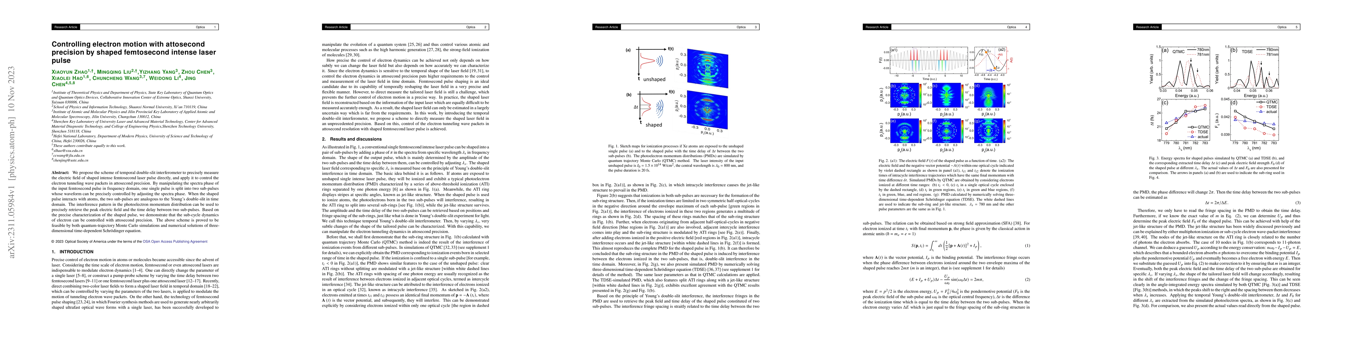 Thumbnail for Controlling electron motion with attosecond precision by shaped
  femtosecond intense laser pulse