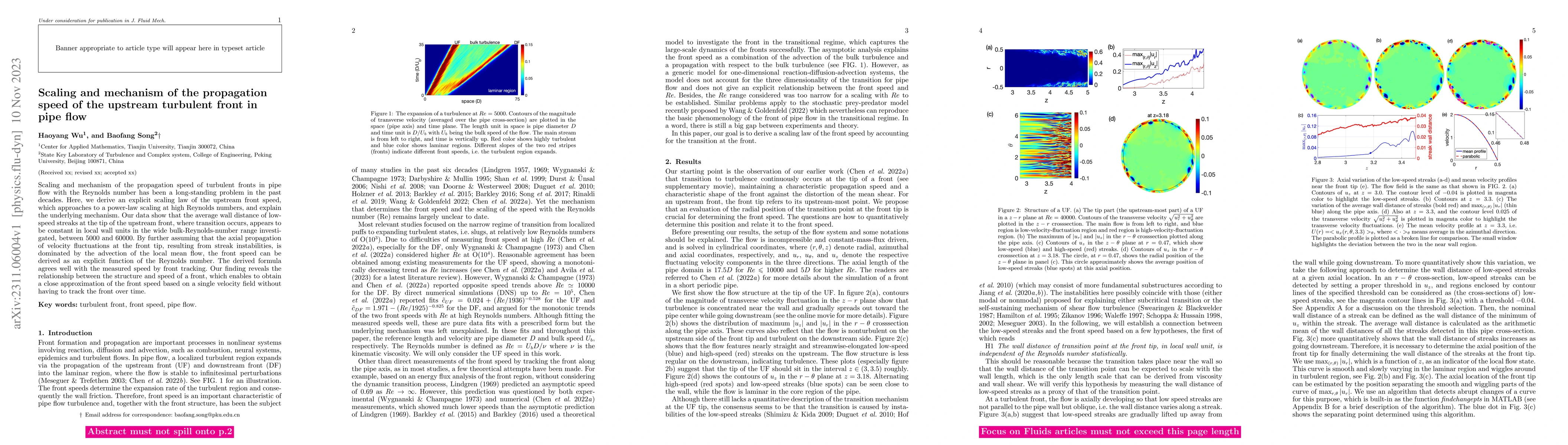 Thumbnail for Scaling and mechanism of the propagation speed of the upstream turbulent
  front in pipe flow
