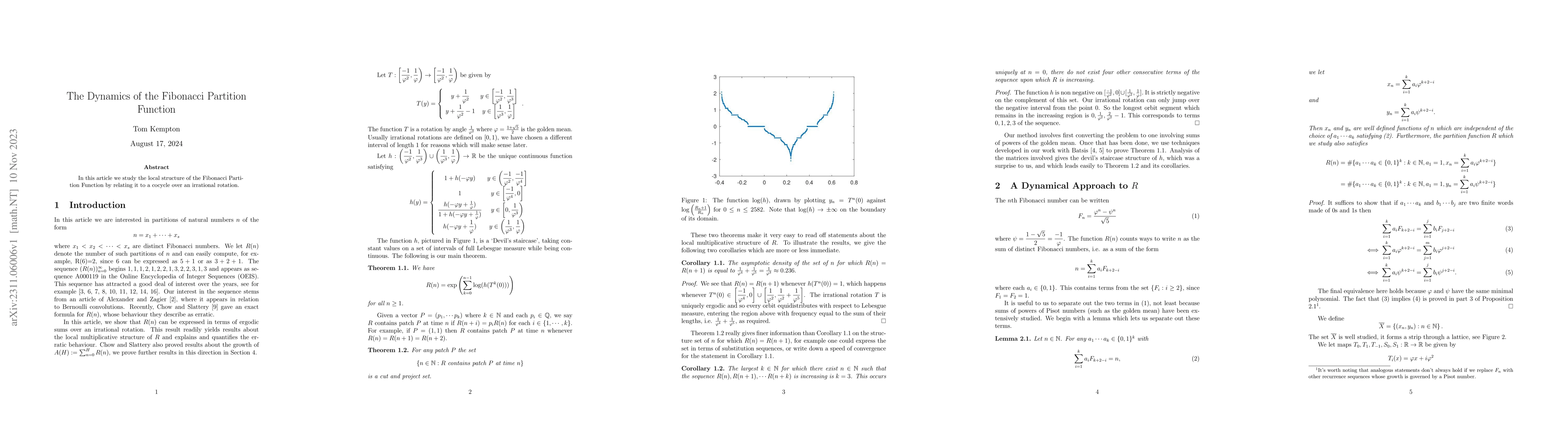 Thumbnail for The Dynamics of the Fibonacci Partition Function