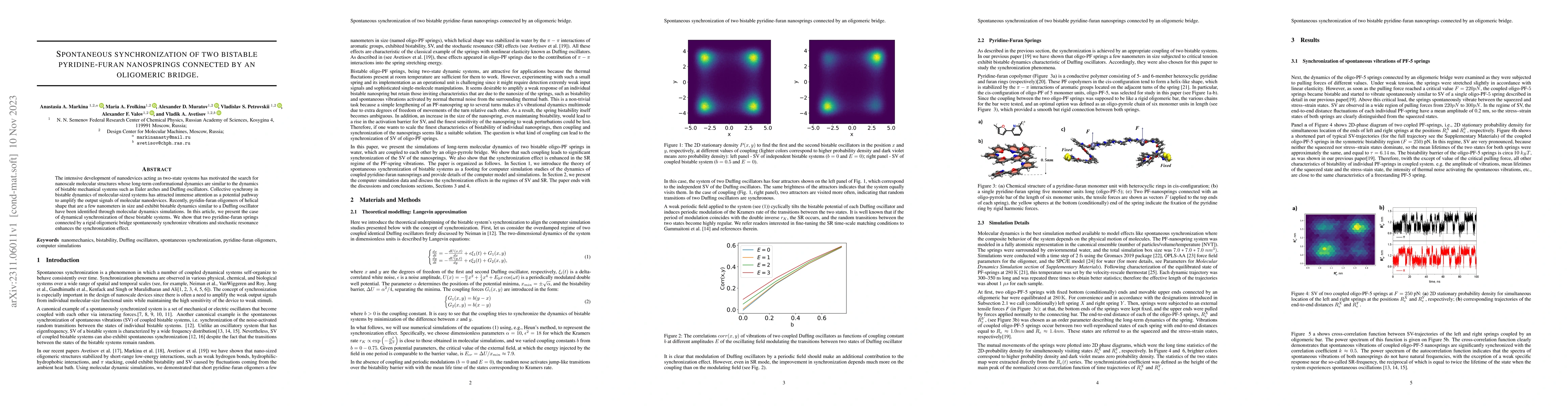 Thumbnail for Spontaneous synchronization of two bistable pyridine-furan nanosprings
  connected by an oligomeric bridge