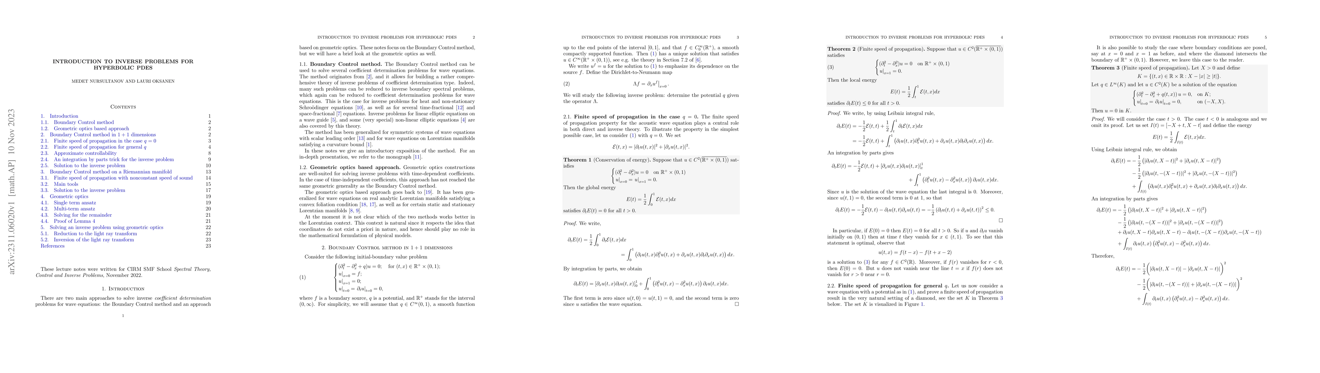 Thumbnail for Introduction to inverse problems for hyperbolic PDEs