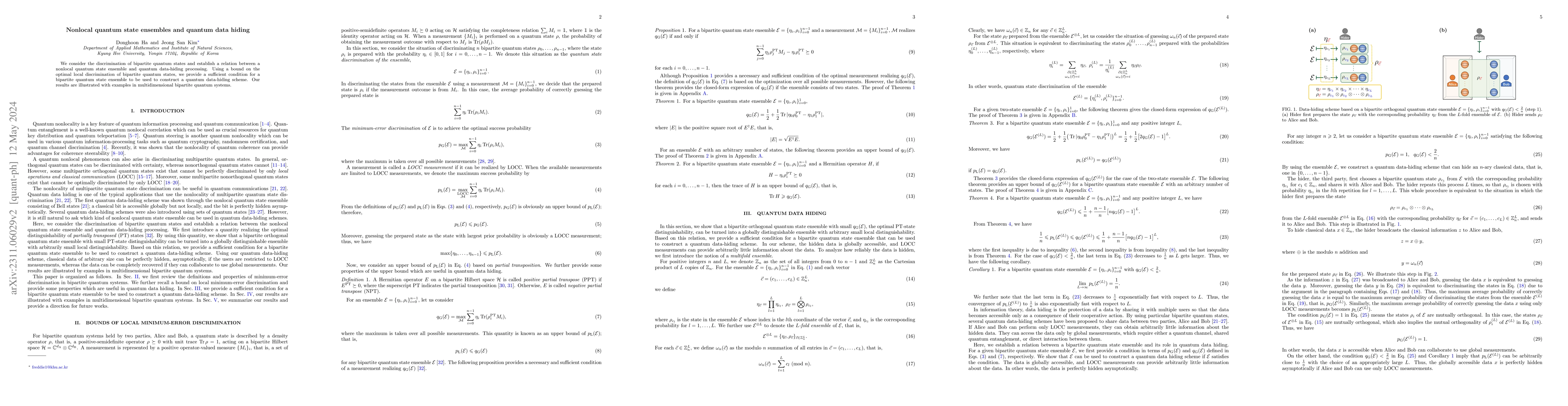 Thumbnail for Nonlocal quantum state ensembles and quantum data hiding
