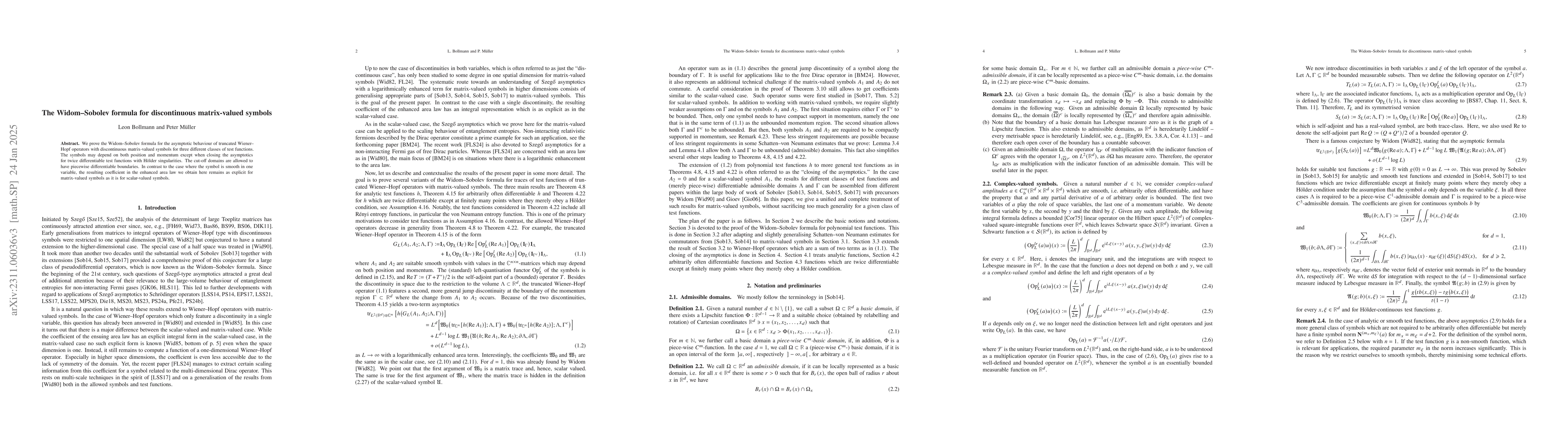 Thumbnail for The Widom-Sobolev formula for discontinuous matrix-valued symbols