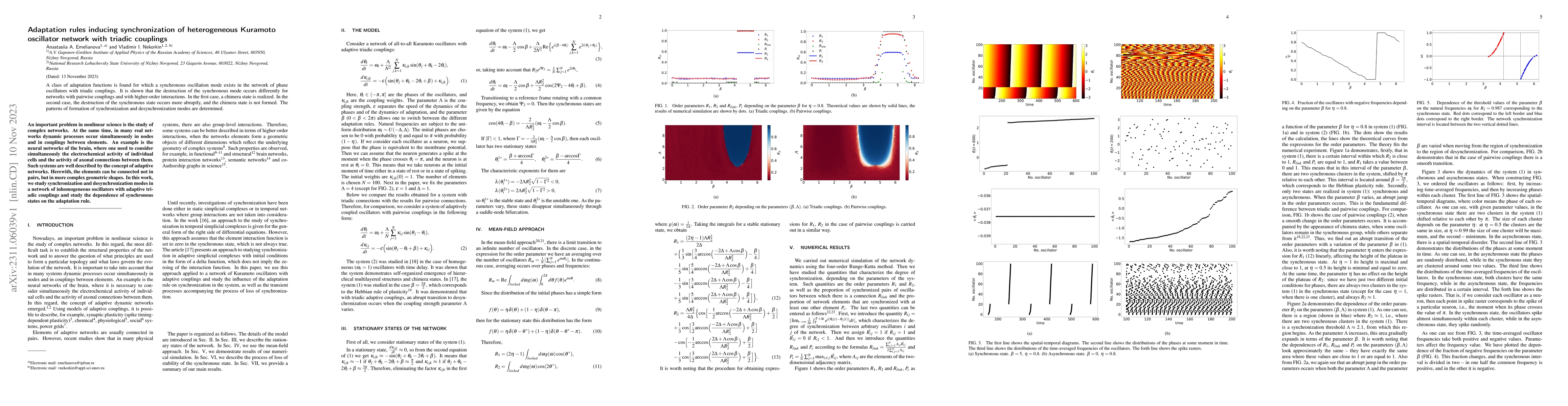 Thumbnail for Adaptation rules inducing synchronization of heterogeneous Kuramoto
  oscillator network with triadic couplings