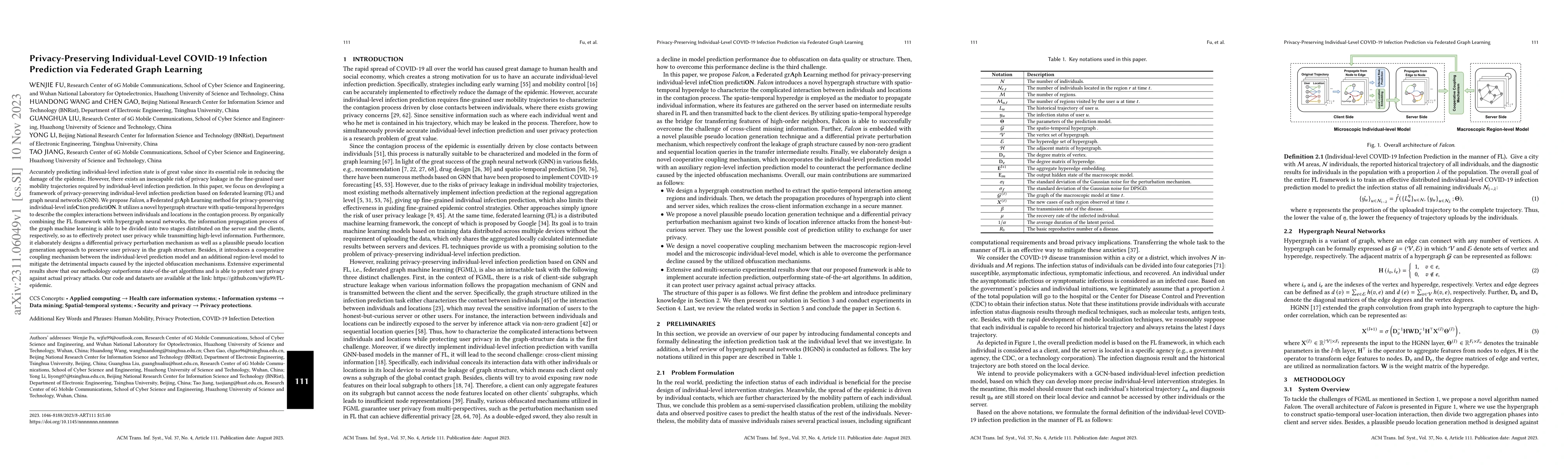 Thumbnail for Privacy-Preserving Individual-Level COVID-19 Infection Prediction via
  Federated Graph Learning