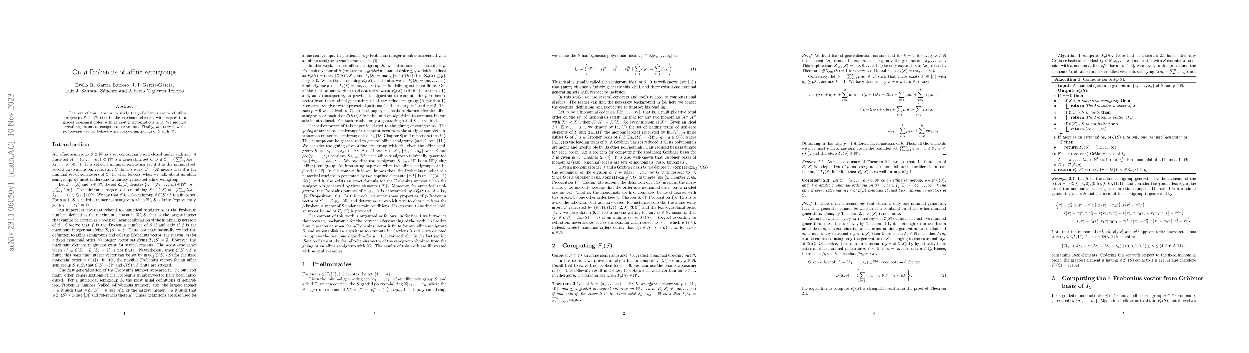 Thumbnail for On $p$-Frobenius of affine semigroups