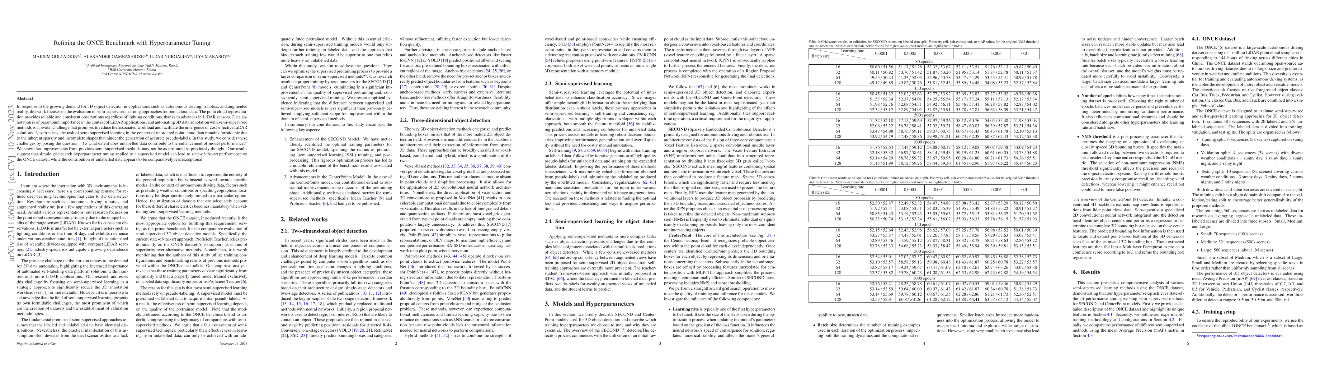 Thumbnail for Refining the ONCE Benchmark with Hyperparameter Tuning