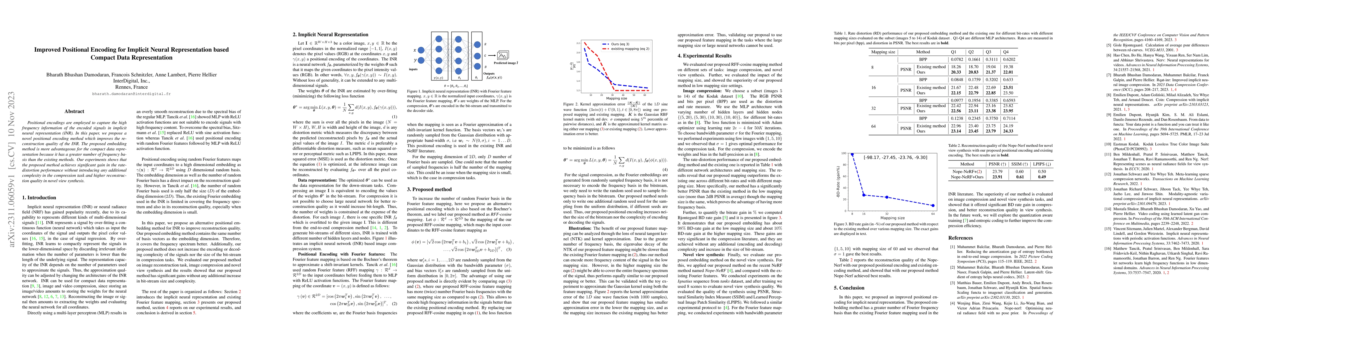 Thumbnail for Improved Positional Encoding for Implicit Neural Representation based
  Compact Data Representation