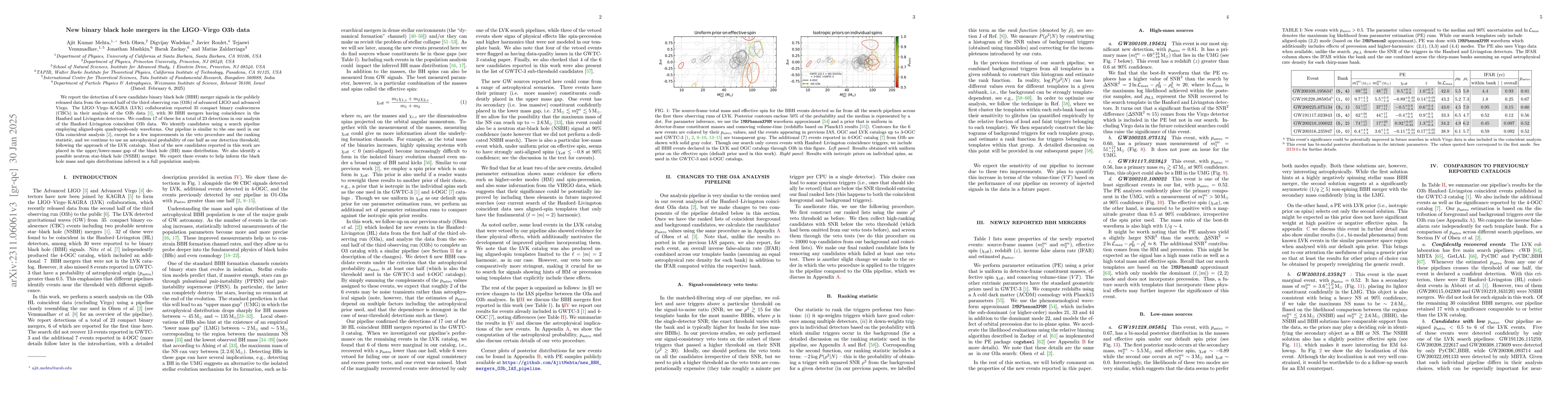 Thumbnail for New binary black hole mergers in the LIGO-Virgo O3b data