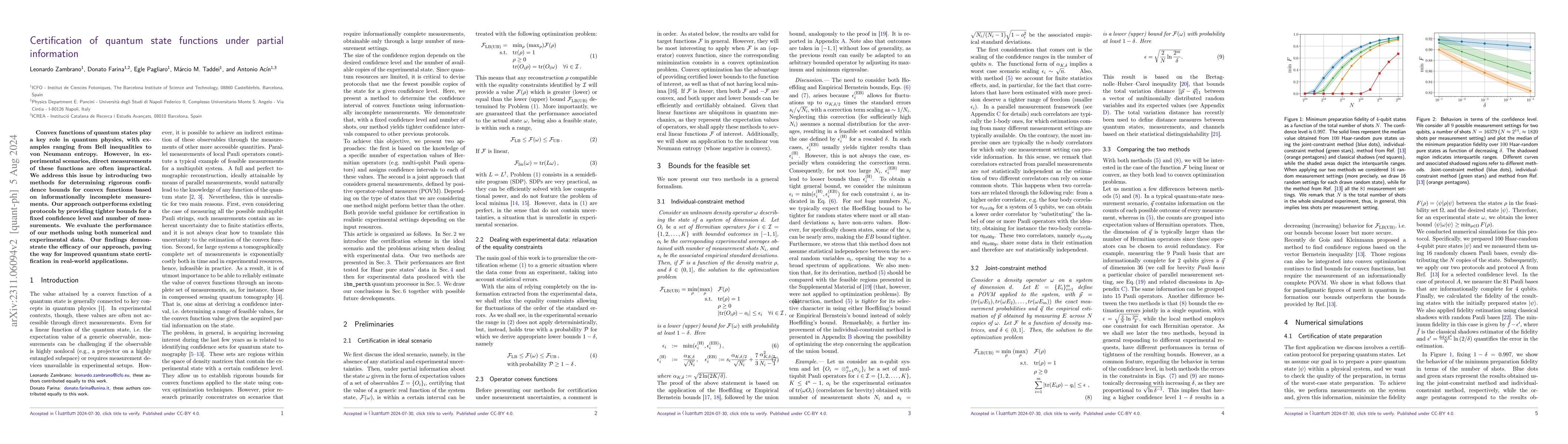Thumbnail for Certification of quantum state functions under partial information