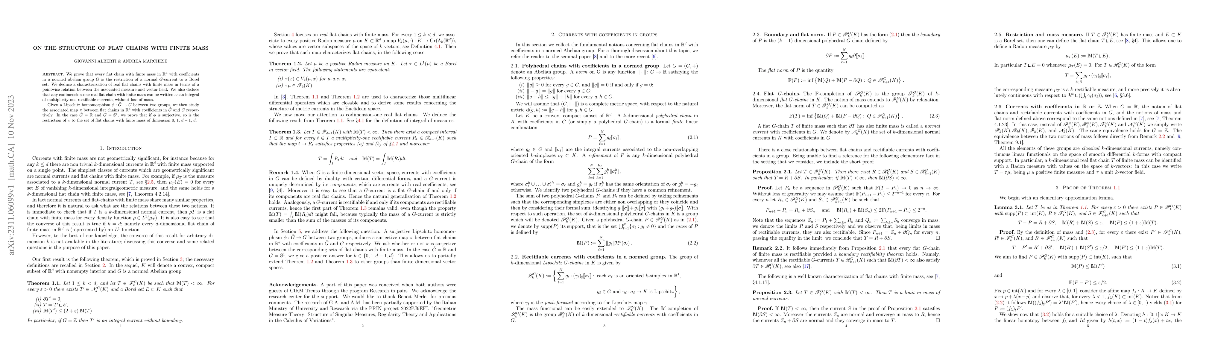 Thumbnail for On the structure of flat chains with finite mass